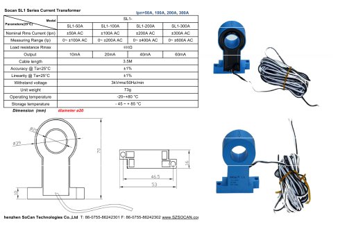 SL1 AC Current Transformer  50A..300A