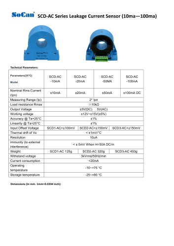 Socan leakage current sensor SCD-AC Series