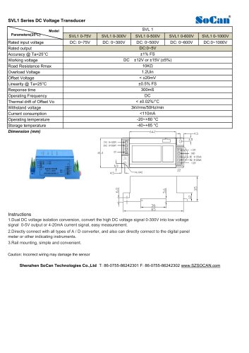 SVL1 Series DC Voltage Transducer