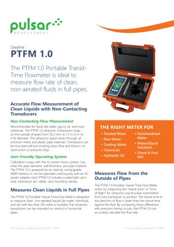 PTFM 1.0 Portable Transit Time Flow Meter