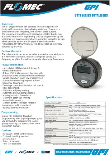 BT11 series totalizer