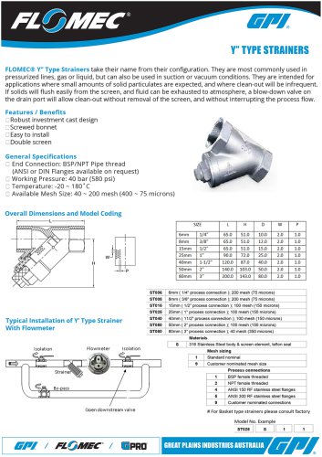 Y type strainer