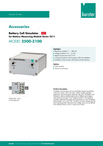 Data Sheet- Model 2500-Z100