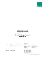 OPERATION MANUAL Precision torque sensor Model 8630