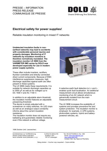 Press release Insulation monitor LK 5896