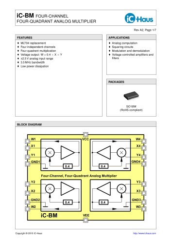 iC-BM    Quad Four-Quadrant Analog Multiplier