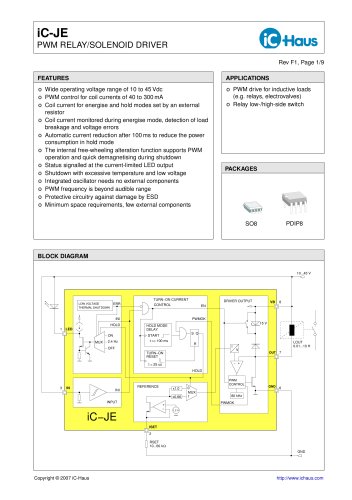 iC-JE    Power-Saving PWM Relay/Solenoid Driver