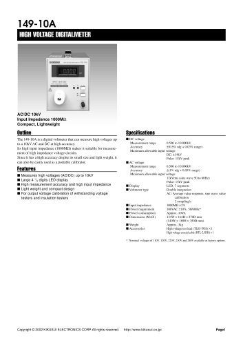 149-10A High Voltage Digital Voltmeter (AC/DC 10kV)