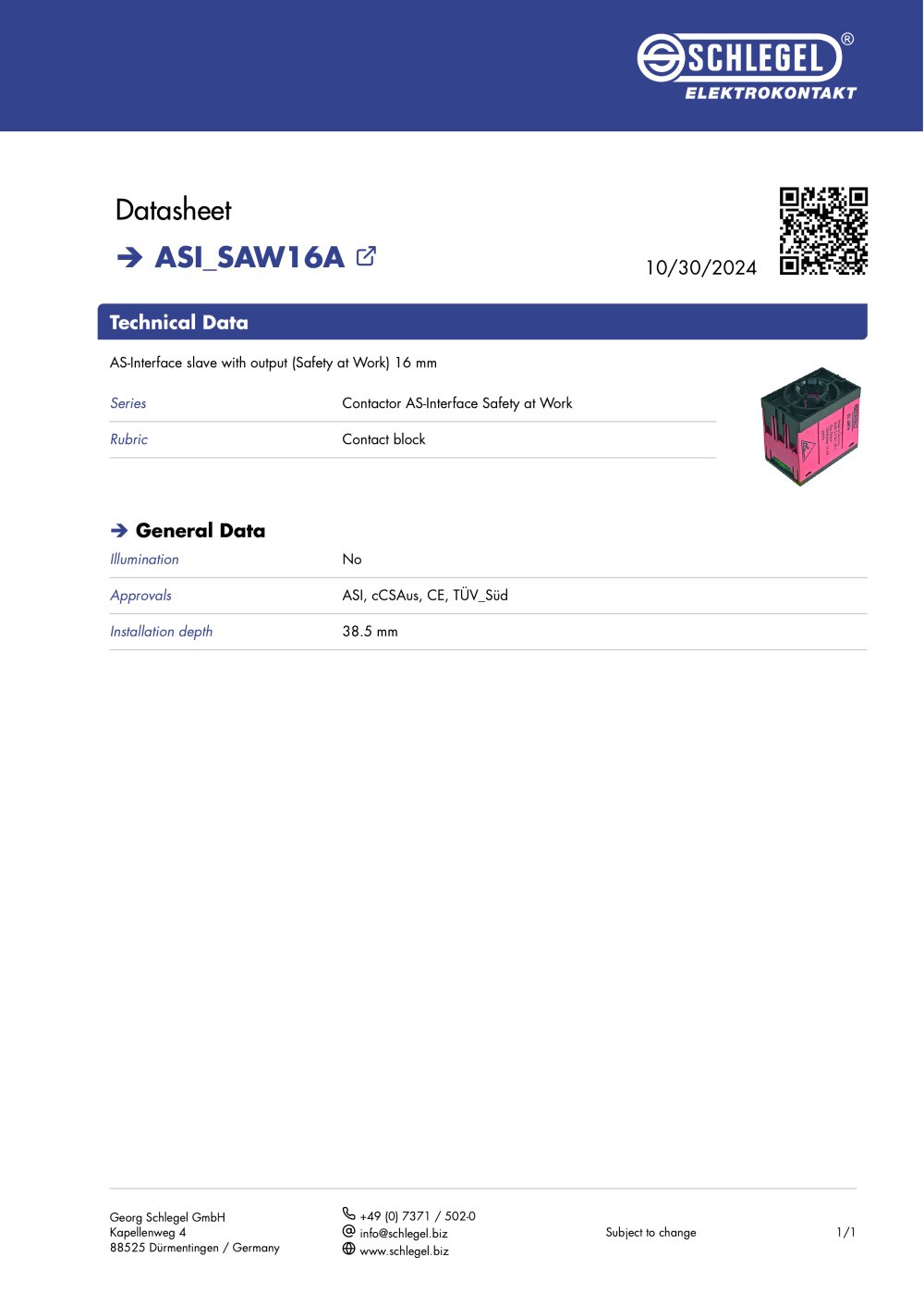 ASI_SAW16A - Georg Schlegel GmbH & Co. KG