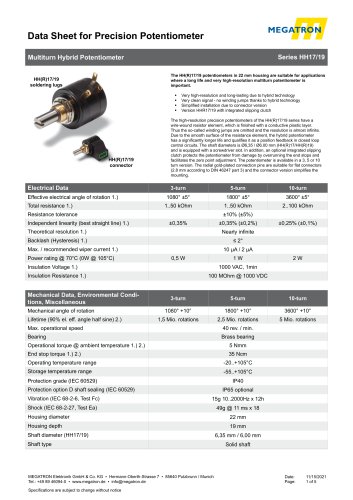 Data sheet HH17/19