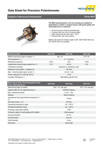 Data sheet MUP