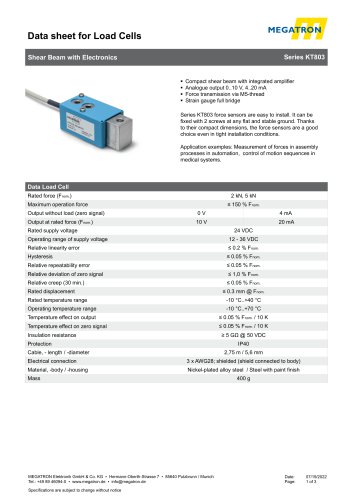 Shear Beam Force Sensor - KT803