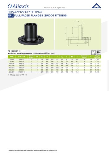 EFL FULL FACED FLANGES (SPIGOT FITTINGS)