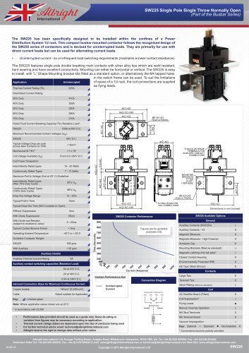 SW225 Heavy Duty D.C. Contactors for Power Distribution Centres