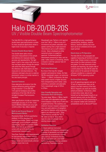 HALO DB-20 UV-VIS Double Beam Spectrophotometer