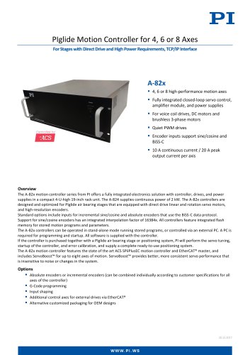 A-82x PIglide Motion Controller for 4, 6 or 8 Axes