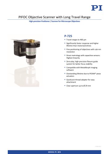 PIFOC Objective Scanner with Long Travel Range High-precision Positioner / Scanner for Microscope Objectives P-725