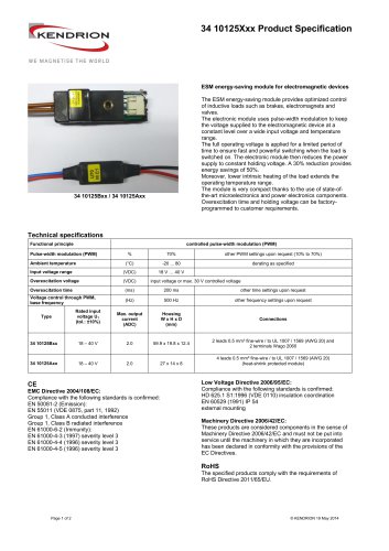 34 10125Xxx Product Specification