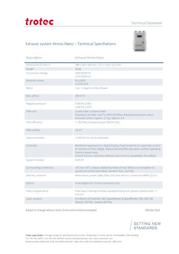 Atmos Nano technical datasheet