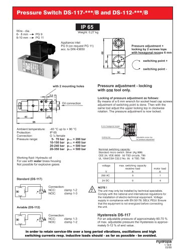 PRESSURE SWITCHES  Catalogue DS-117