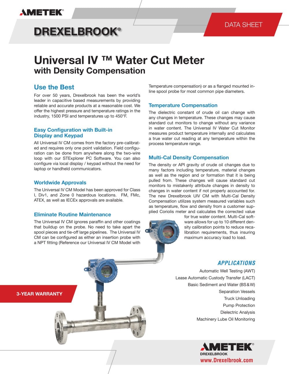 Universal IV &trade; Water Cut Meter - AMETEK Drexelbrook