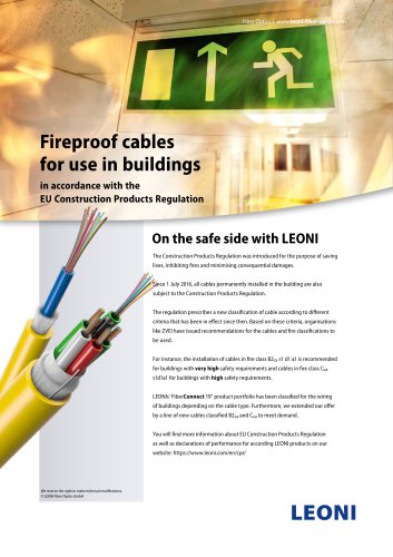 Fireproof cables for use in buildings