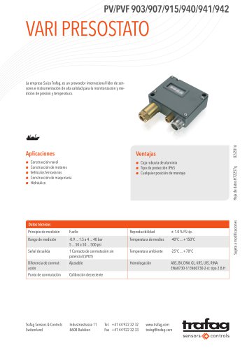 Hoja de datos PV/PVF 903/907/915/940/941/942