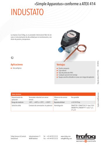 Hoja de datos «Simple Apparatus» conformity to ATEX 414