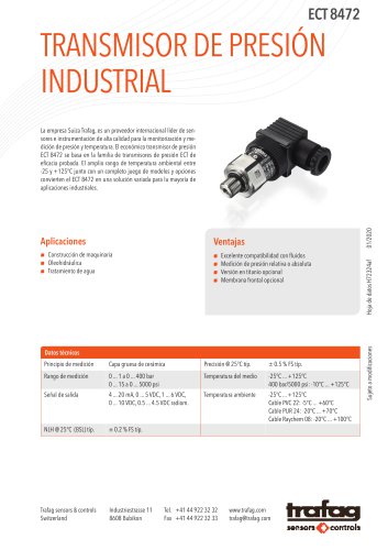 TRANSMISOR DE PRESIÓN INDUSTRIAL ECT 8472