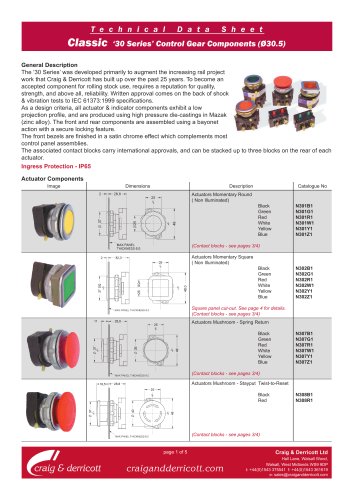 Classic &#8216;30 Series&#8217; Control Gear Components