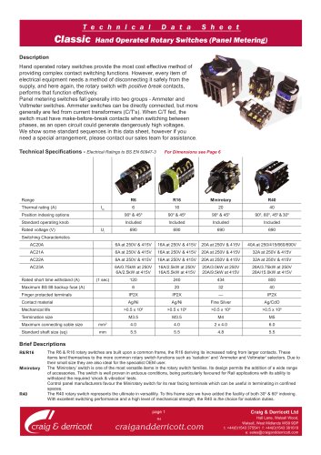 Classic Range Rotary Switches - Panel Metering