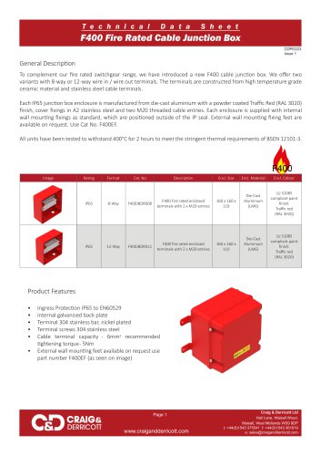 F400 Fire Rated Cable Junction Box