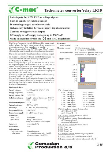 LR10, tachometer converter, selectable ranges