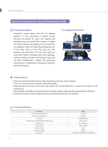 Numerical Control Quartz Tube and Rod Shaping Grinder