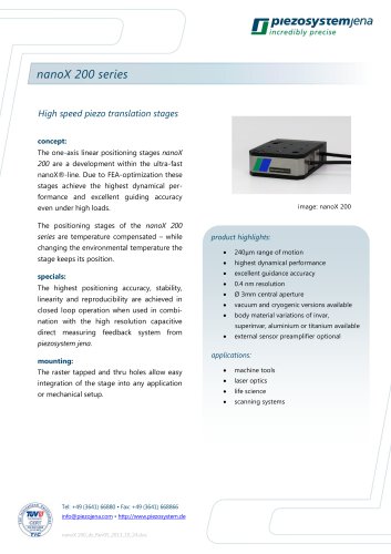 High load piezo positioner series nanoX 200