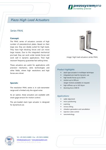 High load stack type actuator series PAHL