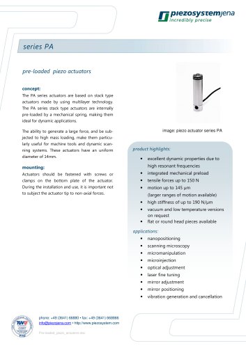 Stack type actuators series PA