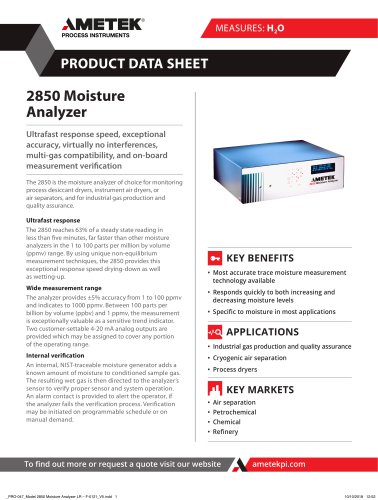 2850 Moisture Analyzer