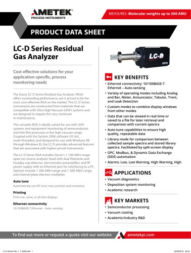 LC-D Series Residual Gas Analyzer