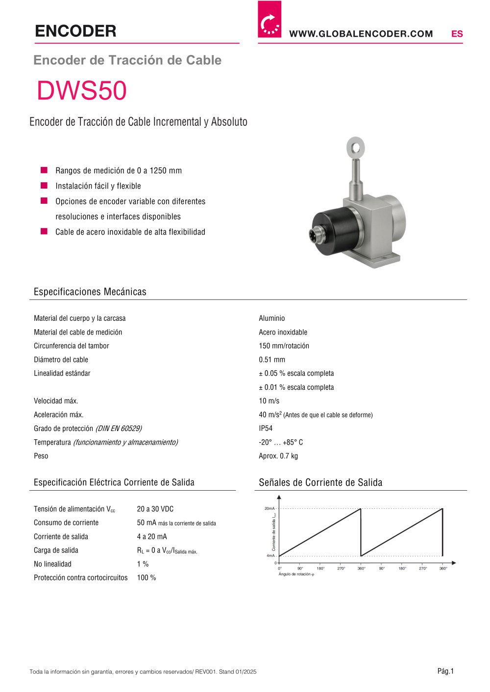 Ficha T&eacute;cnica DWS50 (ES) - W+S Me&szlig;systeme GmbH