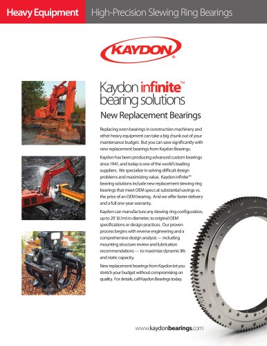 New Replacement Bearings by Kaydon for Heavy Equipment