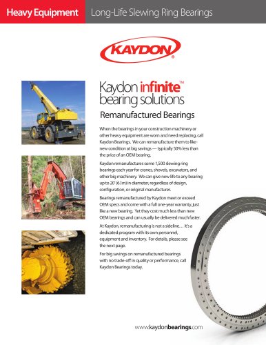 Remanufactured Bearings by Kaydon for Heavy Equipment