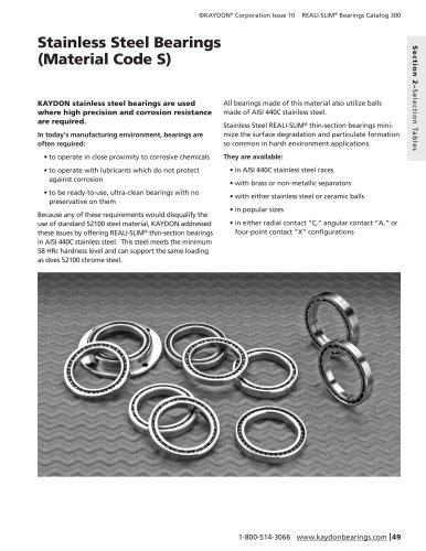 Stainless Steel Bearings ( m aterial Code S)