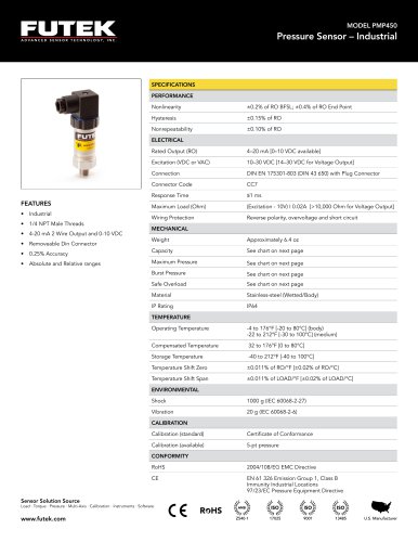 MODEL PMP450 Pressure Sensor – Industrial