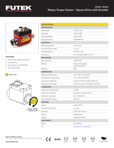 MODEL TRD305 Rotary Torque Sensor – Square-Drive with Encoder