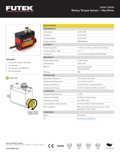 MODEL TRH300 Rotary Torque Sensor – Hex-Drive