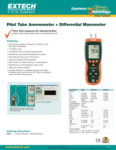 Pitot Tube Anemometer + Differential Manometer