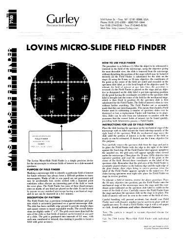 Lovins Micro-Slide Field Finder and Rapid Comparator Datasheet and Pricing