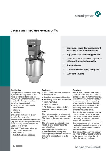 MULTICOR® S - Feeding of Powdered Materials and Meal