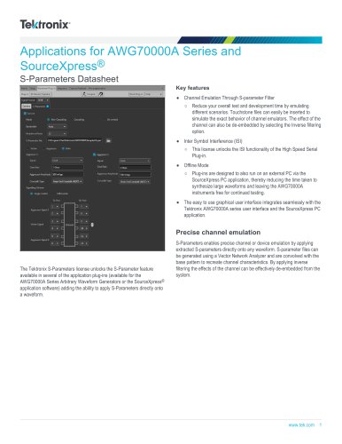 Applications for AWG70000A Series and SourceXpress® S-Parameters Datasheet